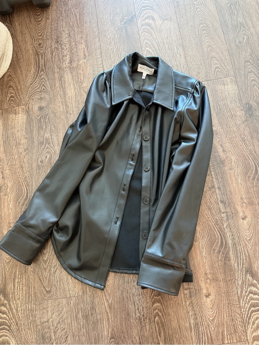 Michael Stars Black Faux Leather Jacket Blazer